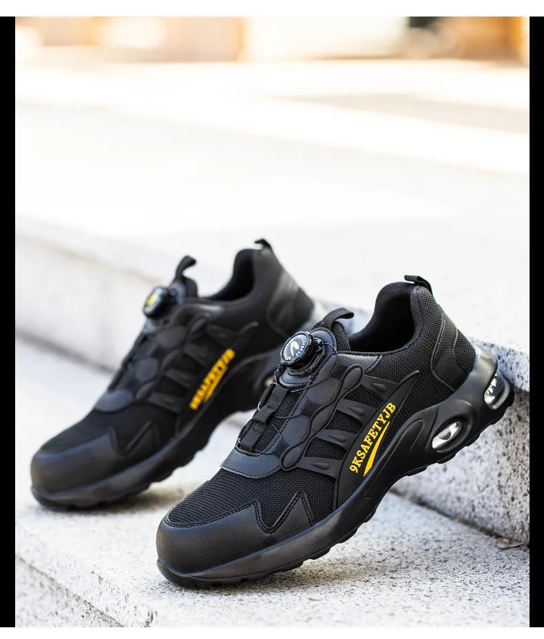 Men's Rotating Button Safety Shoes Steel Toe Puncture-Proof 