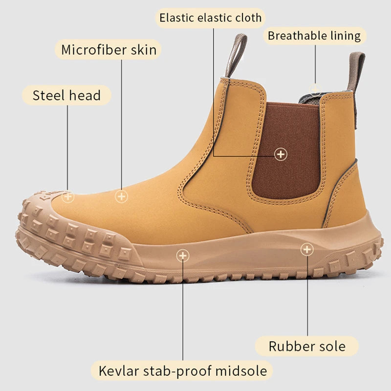 Leather Waterproof Safety Boots, Puncture-Proof Steel Toe Boots