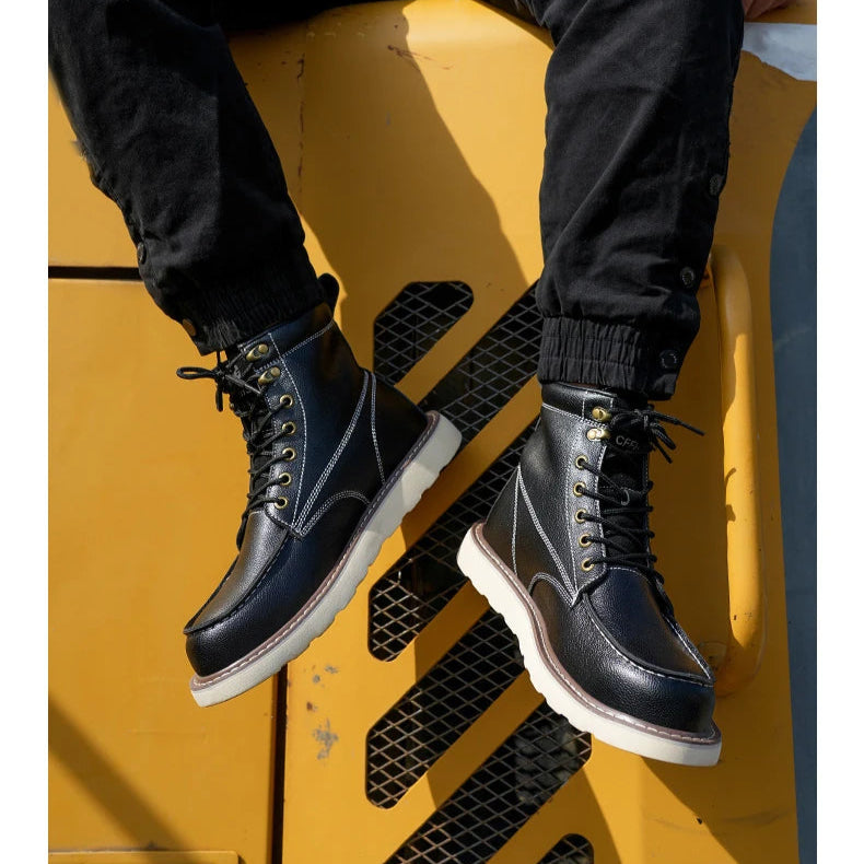 High Quality Leather Work Boots Waterproof, Ankle Boots Steel Toe